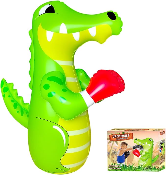 47" Punching Bag for Kids 3-8 Toddler Boxing Bag Inflatable Dinosaur Bopper Birthday Presents for Boys & Girls Sports Toys Outdoor Activities Yard Games