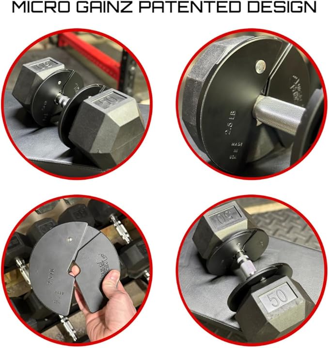 Micro Gainz Dumbbell Fractional 2.5 lb Weight Plate, Ideal for Micro Loading, (Choose Color) 4 Piece Fractional Weight Plates, Designed for Dumbbell Training, Made In USA