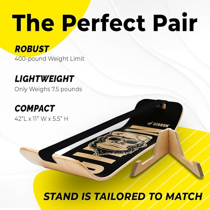 GIBBON GiBoard Balance Board Kids & Adults - Slack Board Workout Equipment Home Gym Training - Wooden Balance Boards for Adults Trainer - Standing Desk Exercise - Yoga, Agility, Pilates, Core & More
