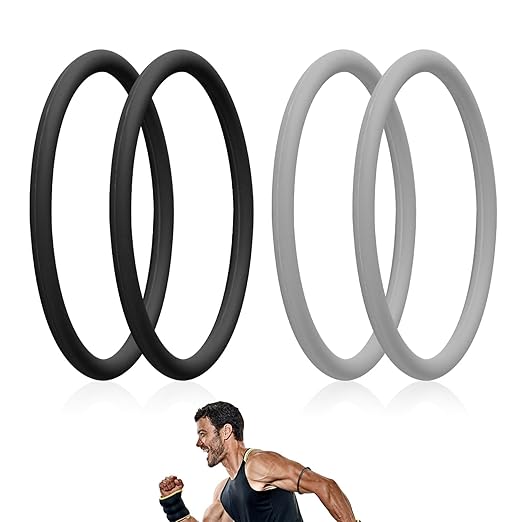4pcs Patellar Tendon Support Straps, Silicone Patella Bands Fixed Leg Elastic Stabilizer Knee Brace Accessories for Basketball Running Sports Soccer Hiking Jumpers Volleyball (Black + Gray)