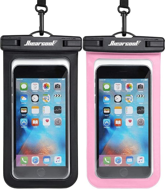 Hiearcool Universal Waterproof Case, Waterproof Phone Pouch Compatible for iPhone 17 16 15 14 13 Pro Max XS Plus Samsung Galaxy S22 Cellphone Up to 8.3", IPX8 Cellphone Beach Bag for Travel - 2 Pack