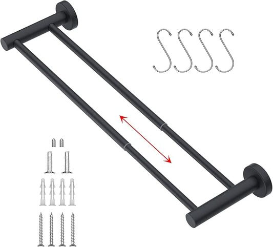 Adjustable 16 to 27.6 Inch Double Towel Bar SUS304 Stainless 1" Diameter