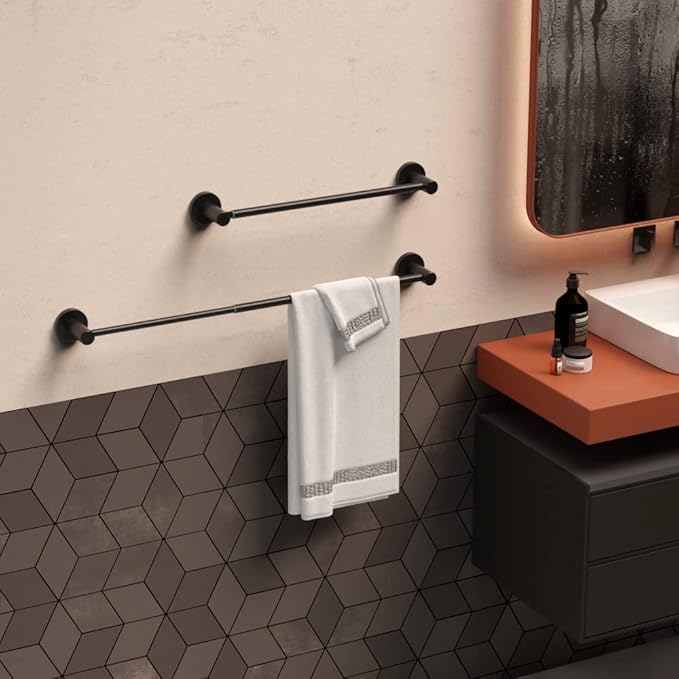 Adjustable Single Bath Towel Bar 16 to 27.6 Inch Washroom,1" Tube
