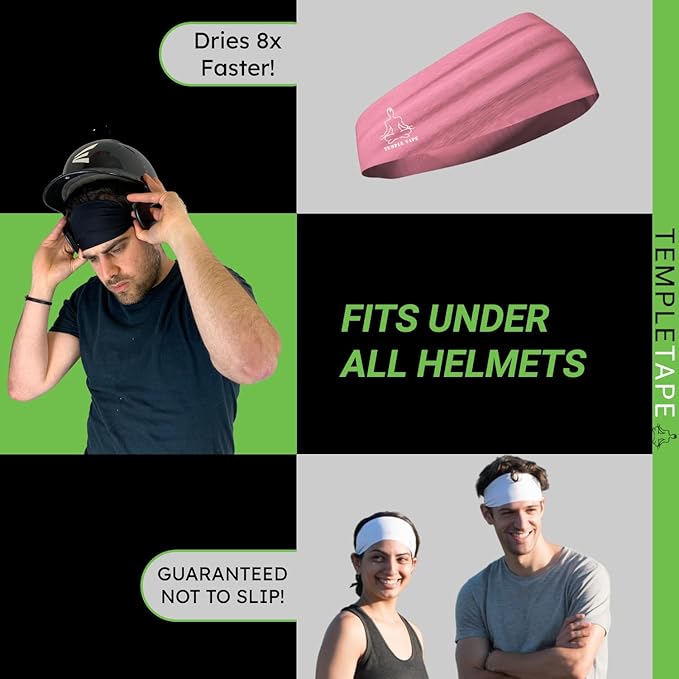 Headbands for Men and Women - Mens Sweatband & Sports Headband Moisture Wicking Workout Sweatbands for Running, Cross Training, Yoga and Bike Helmet Friendly