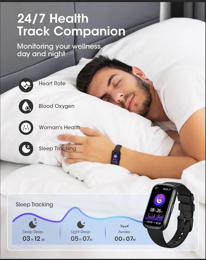 Health Fitness Tracker for Men Women: Activity Trackers with 24H Heart Rate Monitor Blood Oxygen Sleep Tracker Calorie Step Counter 5ATM Waterproof Fitness Smart Watches Compatible with iPhone Android