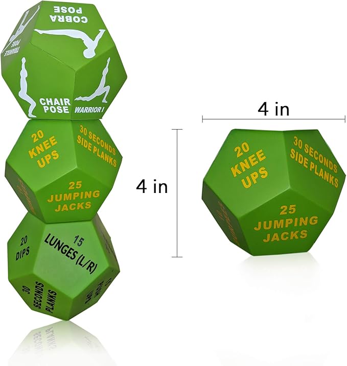 3-Pack Exercise Dice Bundle with Fitness Manual & Bag | Perfect for HIIT, Cardio, Yoga, Stretching, Strength Training, Sports, Crossfit, Plyometrics, Body Weight, Group Classes, All Ages, WOD