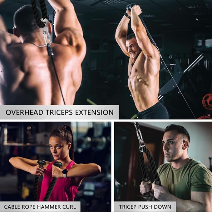 Hikeen Ergonomic Tricep Rope Cable Attachment with Anti-Slippery