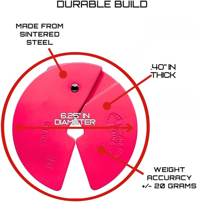 Micro Gainz Dumbbell Fractional 2.5 lb Weight Plate, Ideal for Micro Loading, (Choose Color) 4 Piece Fractional Weight Plates, Designed for Dumbbell Training, Made In USA