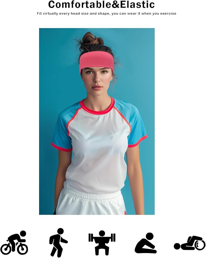 Headbands for Men & Women, Sweat Headband Non-Slip Sweatband Sports Running Cycling Yoga Basketball Workout Football Training