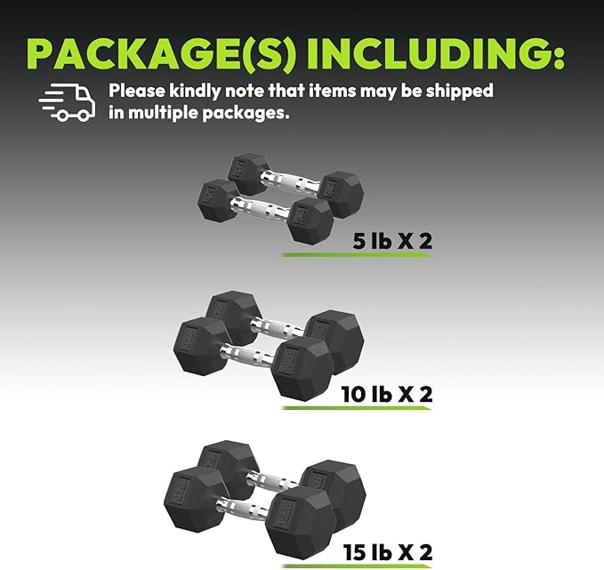Hex Dumbbell Set, 30-480 lb Set Rubber Encased Exercise & Fitness Dumbbells, Weights Dumbbells Set, Hand Weight for Strength Training