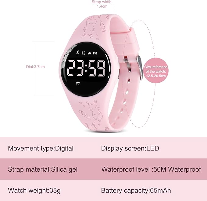 Kids Watches for Girls Boys Digital Sport Watch with Step Counter Pedometer Vibration Alarm Clock, No App Waterproof Fitness Tracker Kids Watch Boys Girls Teens Students Ages 5-16