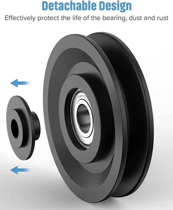 90mm/3.5Inch Universal Nylon Abration Bearing Pulley-Wheel Replace for Home Gym Cable Machine Equipment Part, Load Bearing 330 Lbs, DIY Fitness Weight Lifting Pulley Replacement