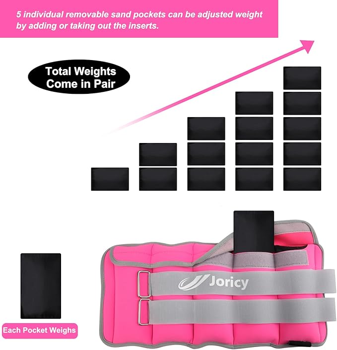 Adjustable Ankle Weights for Women Men Kids 1/2/3/4/5/6/8/10/12/20 1 Pair