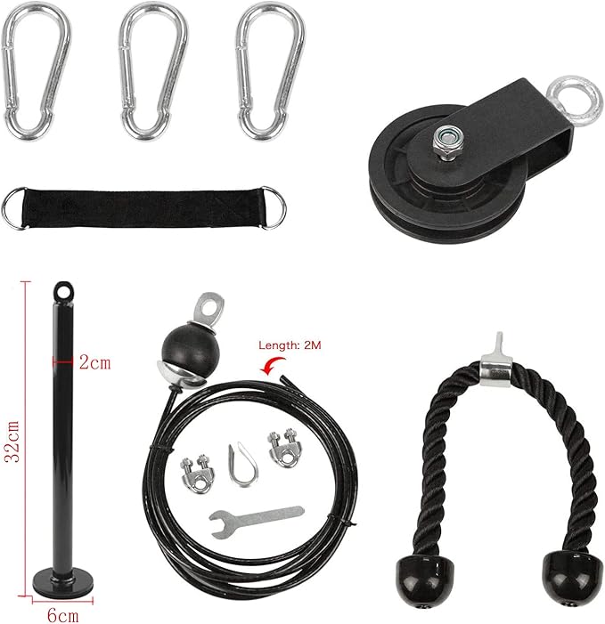 LFJ LAT Pull Down and Lift Weight Pulley System Cable Machine Pulley Attachment for Triceps Pull Down, Biceps Curl, Back, Forearm, Shoulder Home Gym Equipment