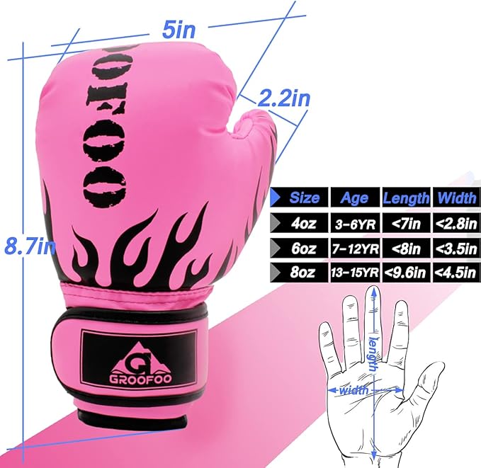 Kids Boxing Gloves 4oz 6oz 8oz Punching Gloves for Kids Youth Traning Gloves for Punching Bag Kickboxing Sparring Muay Thai MMA Fight Gloves