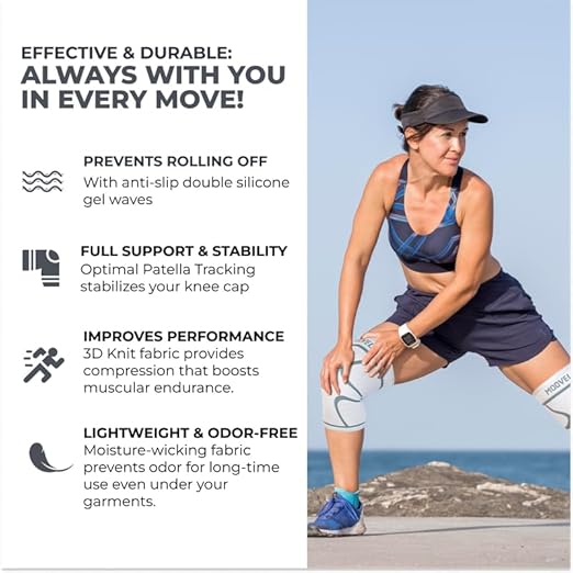 Modvel 2 Pack Knee Brace for Women & Men - Workout Knees Compression Sleeve for Knee Pain Relief Joint Support for ACL, Arthritis, Meniscus Tear Knees Brace for Sports, Rodilleras para Gym Fitness