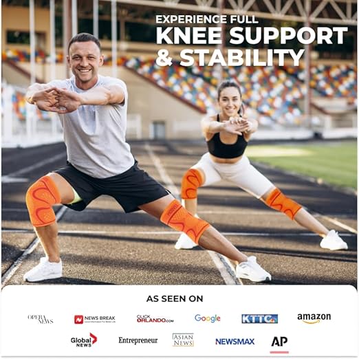 Modvel 2 Pack Knee Brace for Women & Men - Workout Knees Compression Sleeve for Knee Pain Relief Joint Support for ACL, Arthritis, Meniscus Tear Knees Brace for Sports, Rodilleras para Gym Fitness