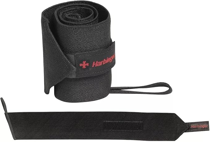Harbinger Pro 20-Inch WristWraps with Thumb Loop for Weightlifting (pair) , Black