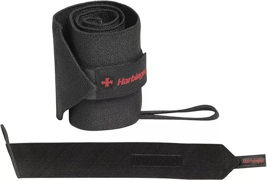 Harbinger Pro 20-Inch WristWraps with Thumb Loop for Weightlifting (pair) , Black