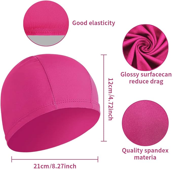 2pcs Cloth Swim Caps for Both Women & Men & Kids Fabric Durable Non-Waterproof Elastic Swimming Pool Cap Bathing Cap for Long and Short Hair