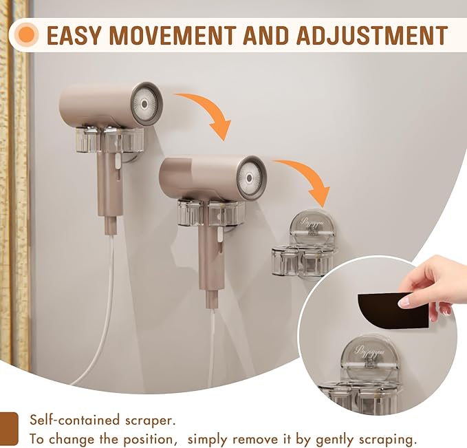 Acrylic Hair Dryer Holder Wall Mounted 2 Pack