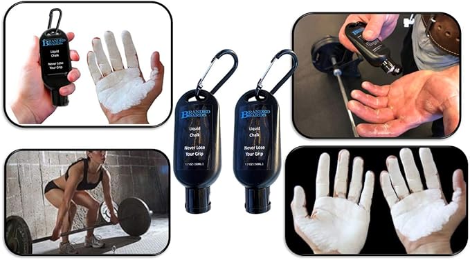 Liquid Chalk & Weightlifting Straps for Rock Climbing, Powerlifting, Cross Training, Mess Free Gym Approved, Dries Fast