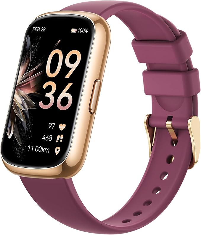 Health Fitness Tracker for Men Women: Fitness Smart Watch for Woman with 24H Heart Rate Monitor Blood Oxygen Sleep Tracker Calorie Step 5ATM Waterproof Activity Trackers for iPhone Android - Burgundy