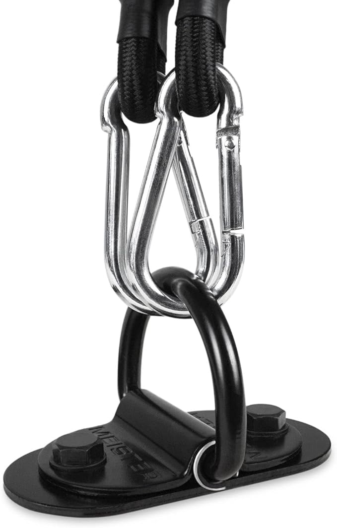 Meister Double-End Heavy Bag D-Ring Floor Anchor Mount Kit w/Bungees - Black