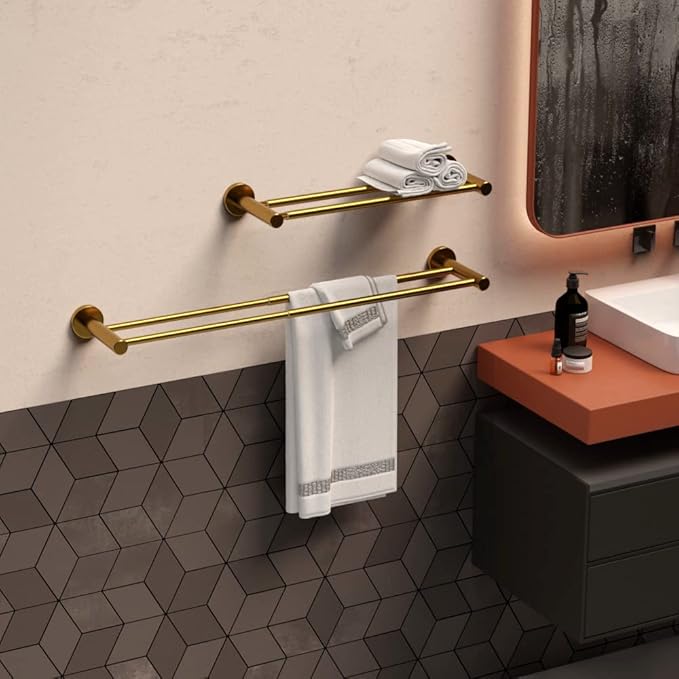 Adjustable Double Bath Towel Bar 16 to 27.6 Inch 1" Tube
