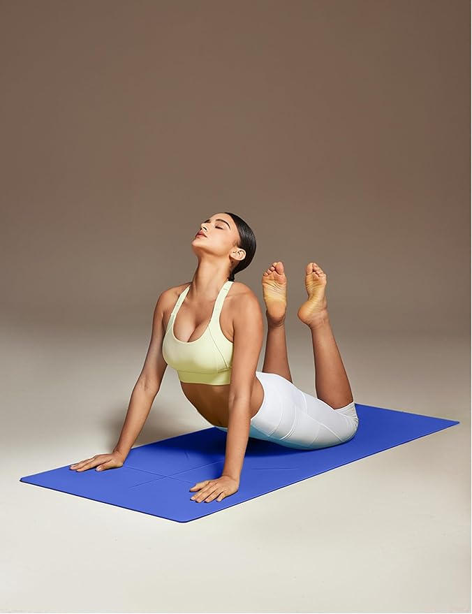 Heathyoga Eco Friendly Non Slip Yoga Mat, Body Alignment System, SGS Certified TPE Material - Textured Non Slip Surface and Optimal Cushioning,72"x 26" Thickness 1/4"