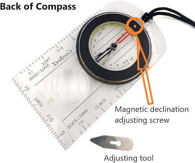 Map Baseplate Compass with Adjustable Declination Clinometer Magnifying