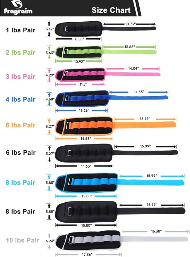 Ankle Weights for Women 1/2/3/4/6/8/10/12/15/20 LBS 1 Pair