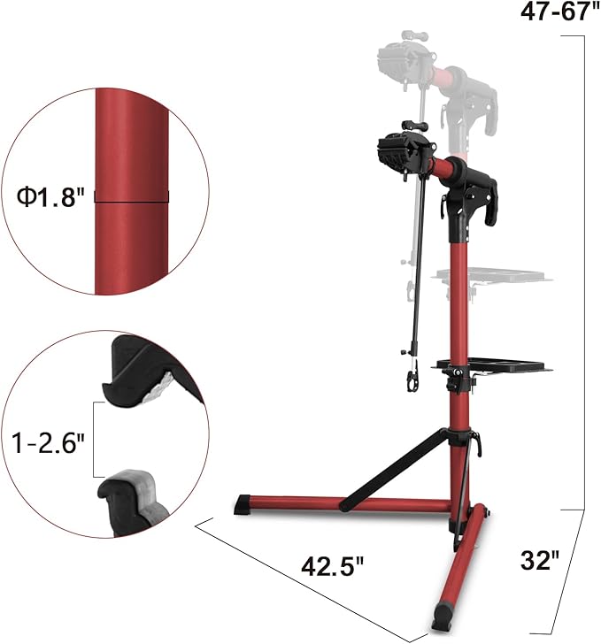 Heavy Duty Electric Bike Repair Stand Max 110 lbs, Portable Aluminum Bicycle Stand Manintenance Workstand,Suitable for Any BIke, Heavy E-Bike, Mountain Bike and Road Bike etc