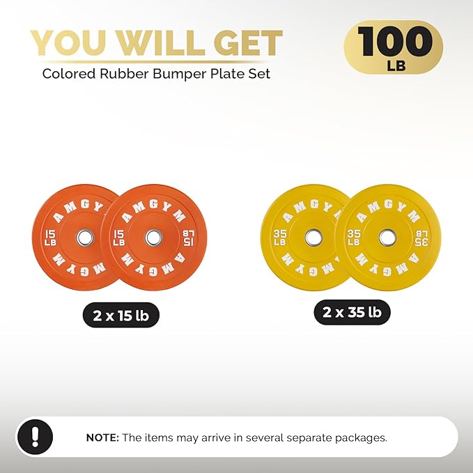 2 Inch Bumper Plates，10-500lbs，Barbell Rubber Olympic Weight Plates Set for Home Gym, Strength Training & Weight Lifting, Multiple Options Colors