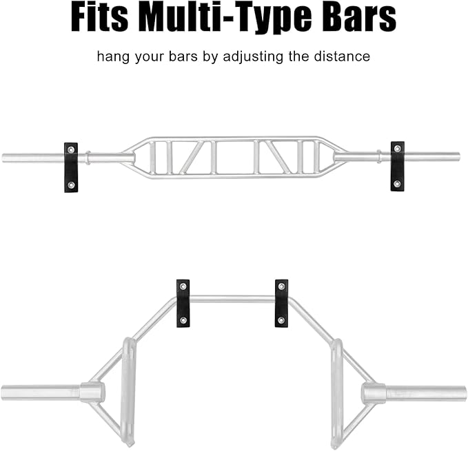 Luwint Wall Mounted Horizontal Barbell Holder, 1 Bar/2 Bars Storage Rack