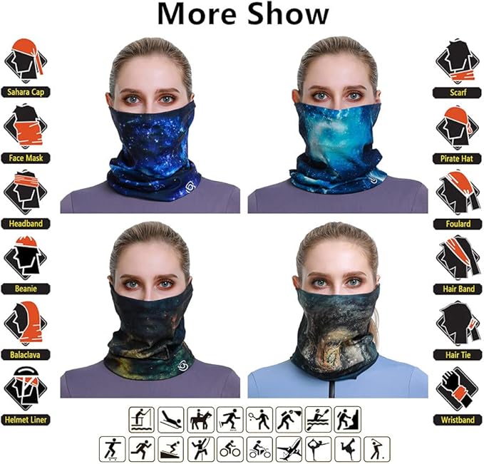 Headband Neck Gaiter Head Wrap Headwear Face Mask Magic Scarf Bandana for Men and Women