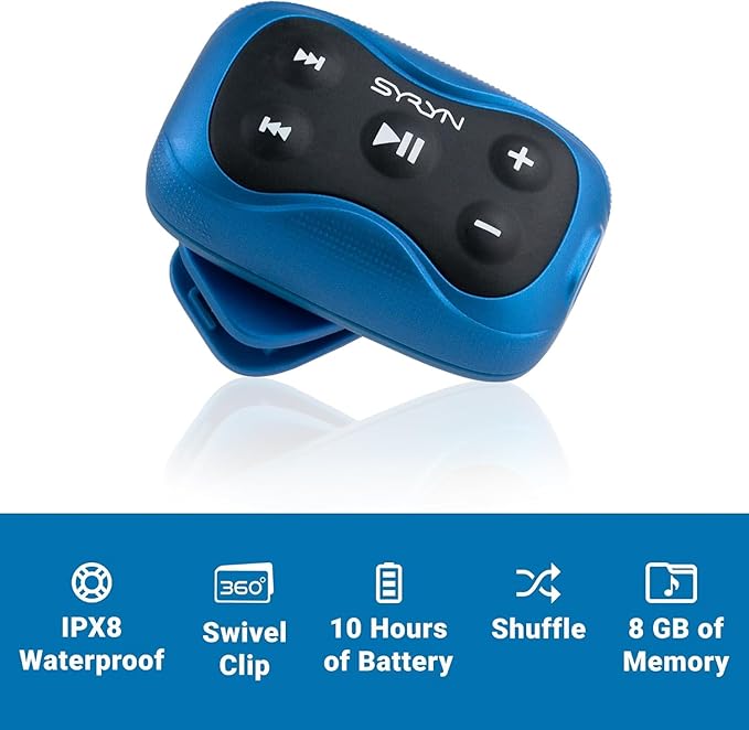 100% Waterproof SYRYN Swimbuds Flip Bundle for Swimming with Music | Enjoy Up to 2,000 Songs or 138 Hours of Audio | Drag and Drop MP3, AAC, M4a, FLAC Using PC or Mac | No Apple Music, No Spotify