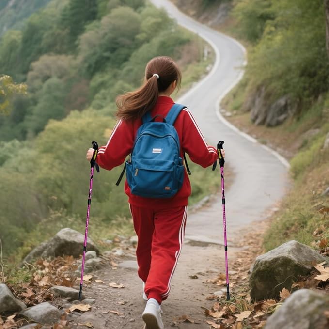 Hiking Trekking Poles, 2 Pack Anti Shock, Adjustable, Collapsible Hiking Poles for Trekking or Walking, Lightweight Aluminum Sticks for Children