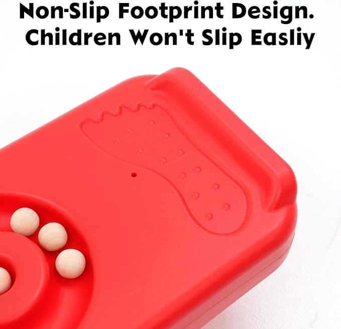 Kids Rocking Seesaw Balance Board with 5 Wooden Balls Sensory Training Rocking Board Balance Training Equipment Children Indoor Outdoor Activity Toy
