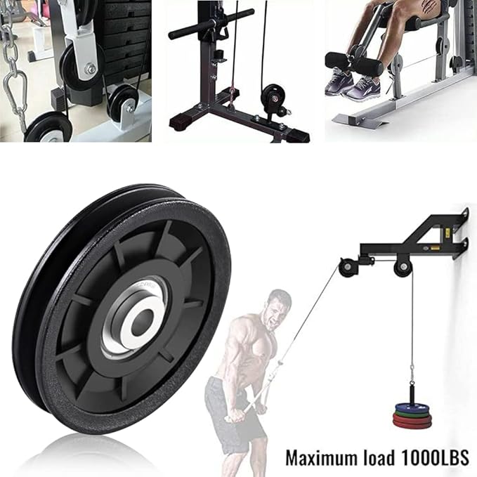 8Pcs 3.5" Nylon Bearing Pulley Wheel Replacement for Gym Equipment Part Cable Machine Universal Wear-Proof Nylon Pulley System Gym Attachments