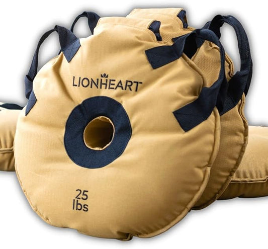 Lionheart Sand Weight Plates 10, 15, 15, 25, 25, 35, 35, 45 45 lb 2 Unfilled