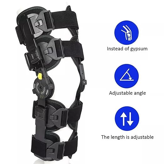 Hinged ROM Knee Brace, Post Op Knee Brace for Recovery Stabilization, ACL, MCL and PCL Injury, Adjustable Medical Orthopedic Support Stabilizer After Surgery, Women and Men,Left and Right Leg