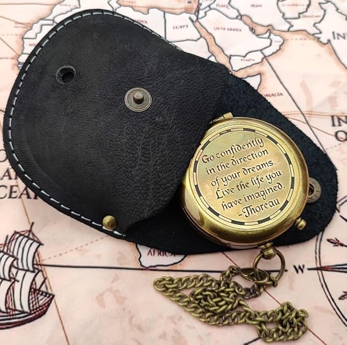 MAI Thoreau's Go Confidently Quote Engraved Compass