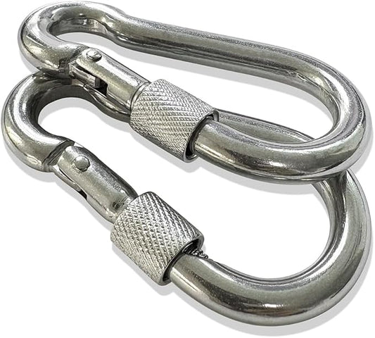 3.15 Inches 4 Inches Stainless Steel Carabiner for Gym Equipment Connection, EFFIET Heavy Duty Spring Snap Hook Clips Buckle for Gym Exercise, Punching Bags, Hiking, Camping