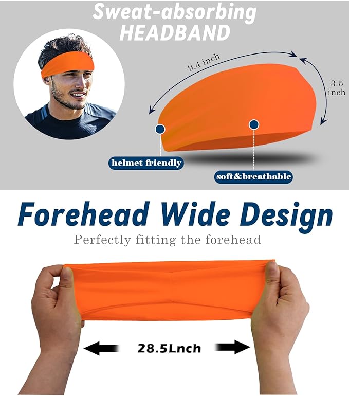 Headband for Men & Women, Sweat Wicking Sports Sweatband Headbands, Workout Running Training Yoga Basketball Hairband
