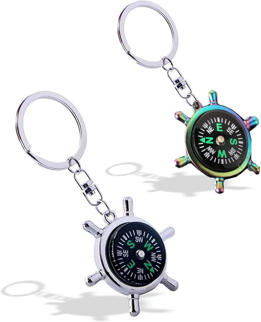 2pcs Compass Keychain