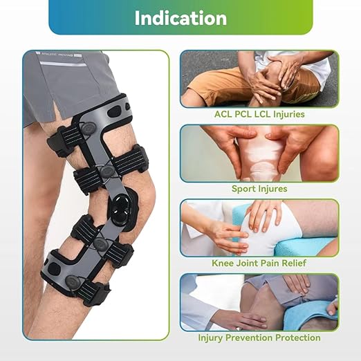 ACL Knee Brace, Functional Knee Support for PCL, MCL, Ligament Sports Injuries, Meniscus Tear, Relief from Knee Joint Pain with Side Stabilizers for Men & Women(XL/Right)