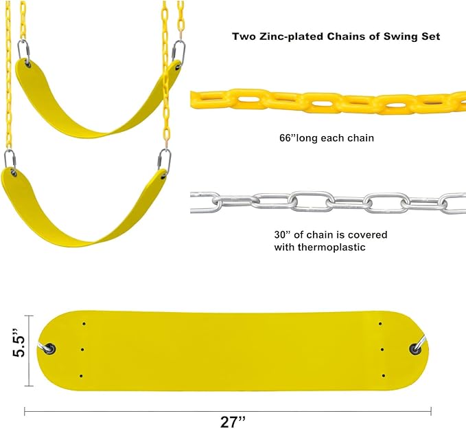 Heavy Duty Children Swing Set Hardware Replacement Kit 2 Swing 4 Swing 2 Green (H2SY)