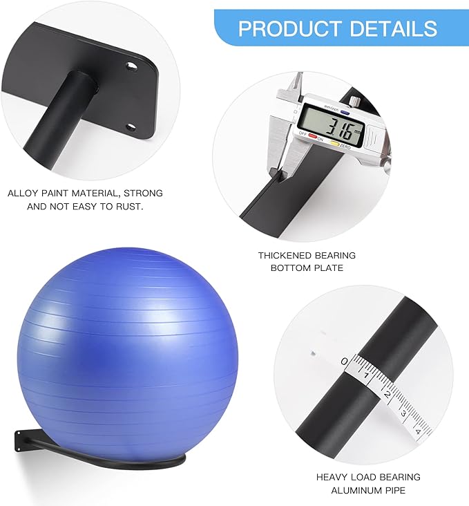 Medicine Ball RackWall Mounted Large Stability Ball Storage Organizer(1 Black)