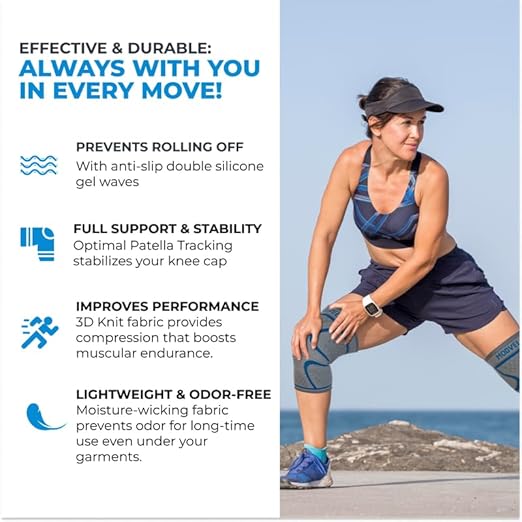 Modvel 2 Pack Knee Brace for Women & Men - Workout Knees Compression Sleeve for Knee Pain Relief Joint Support for ACL, Arthritis, Meniscus Tear Knees Brace for Sports, Rodilleras para Gym Fitness